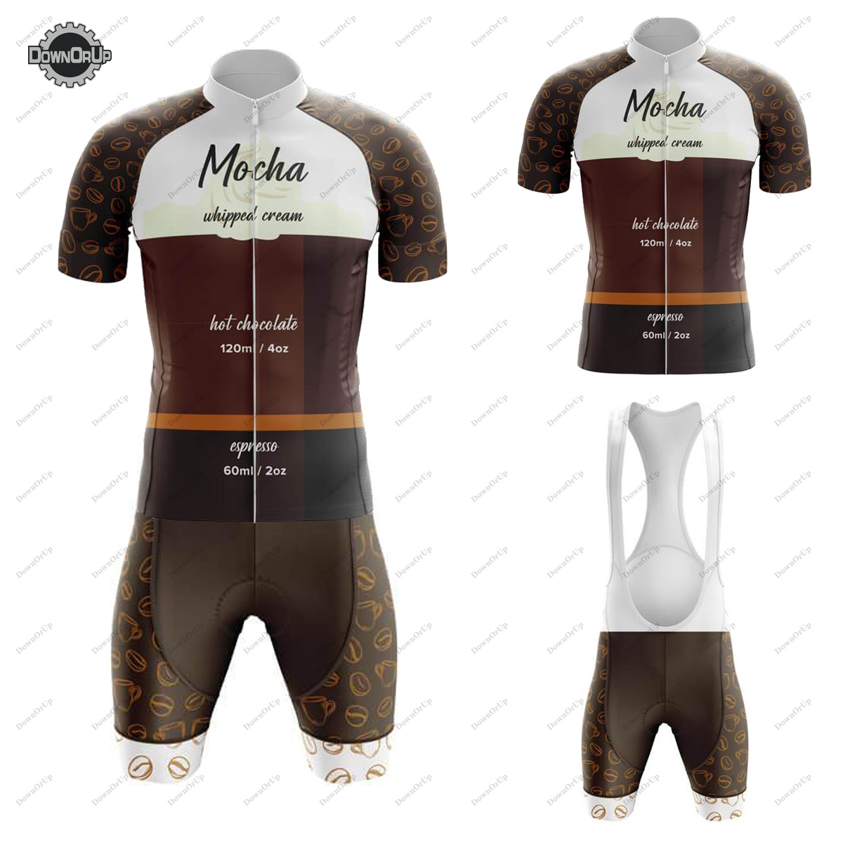 Summer Clothing List - Coffee List Mokka-Radtrikot-Set für Herren, kurzärmelig,