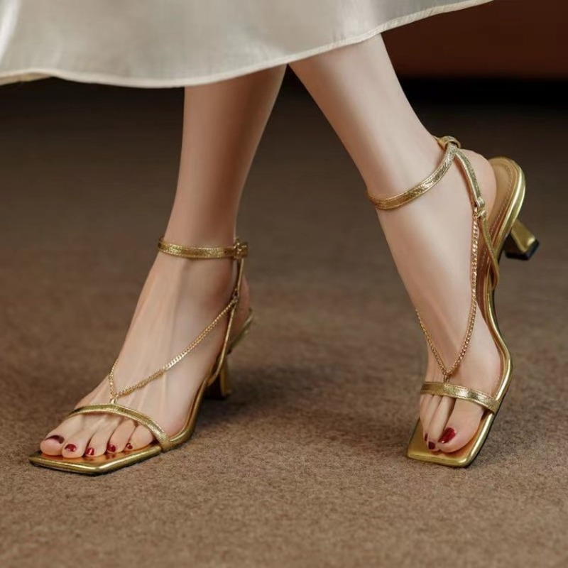 Summer Clothing Elegant - Neue Sommer-Mode Eckige Zehenpartie Damen-Sandalen Luxuriöse