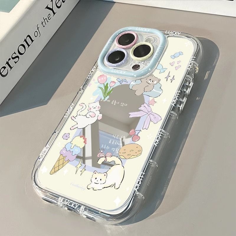 Summer Closet - Sommerliche Katzen-Süßigkeiten-Spiegel-Handyhülle für iPhone 17 AIR