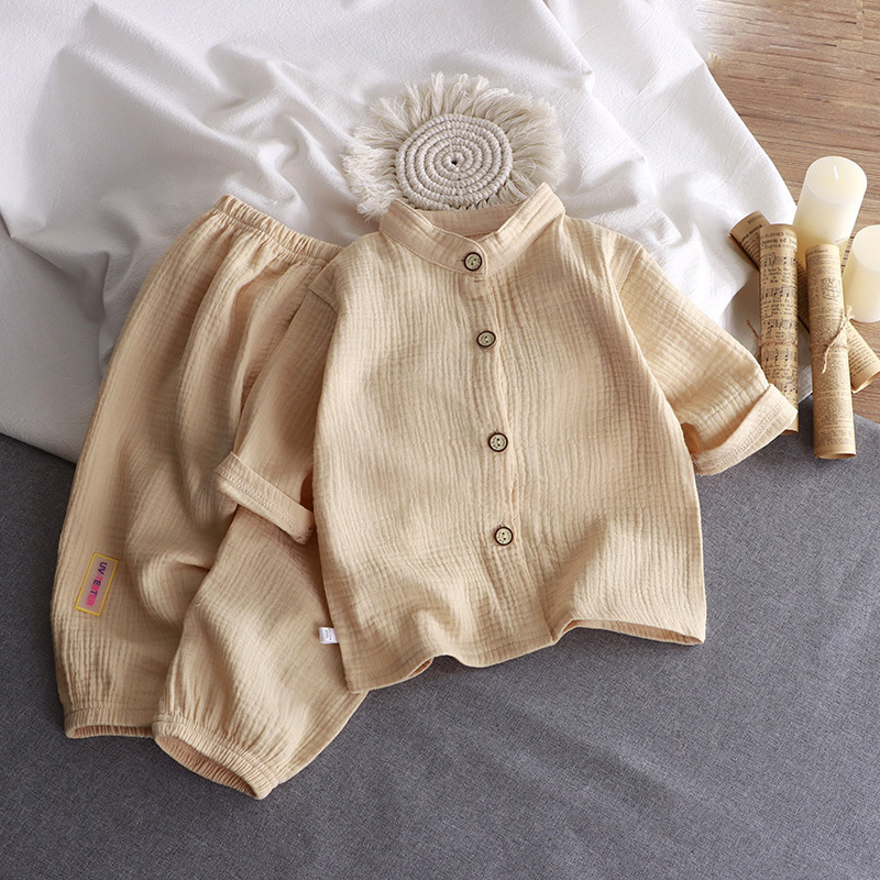 Summer Gauze Clothing - Kinder Stehen Kragen Sets Jungen Mädchen