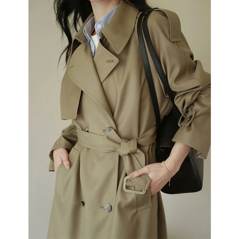 Summer Clothing Over 50 - 2025 Herbst-Damen-Trenchcoat-Kleidung, lockere Passform, mittellange Khaki-Jacke,