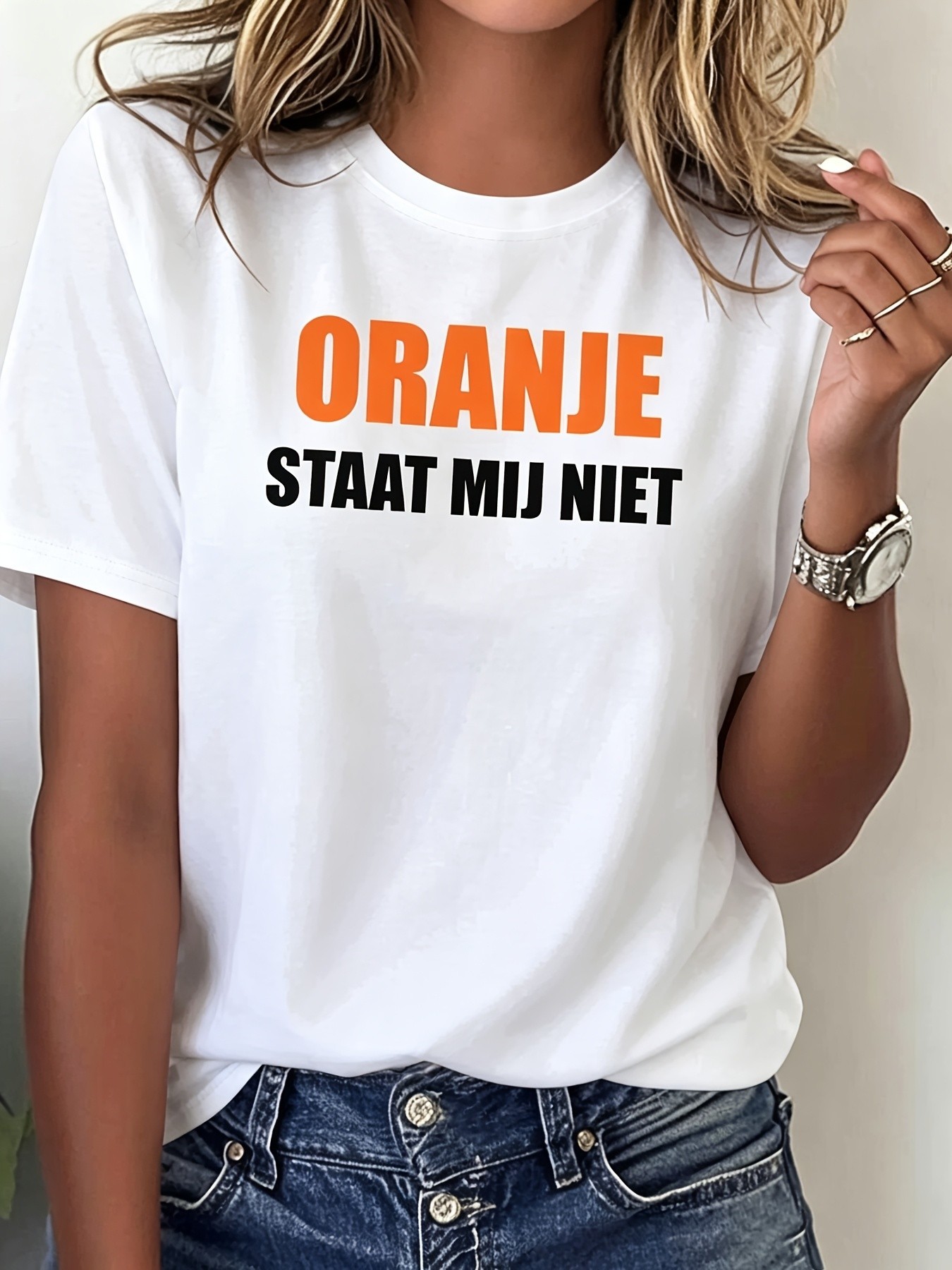 Summer Clothing Must Haves - Kurzarm-T-Shirt für Damen in Übergröße Oranje