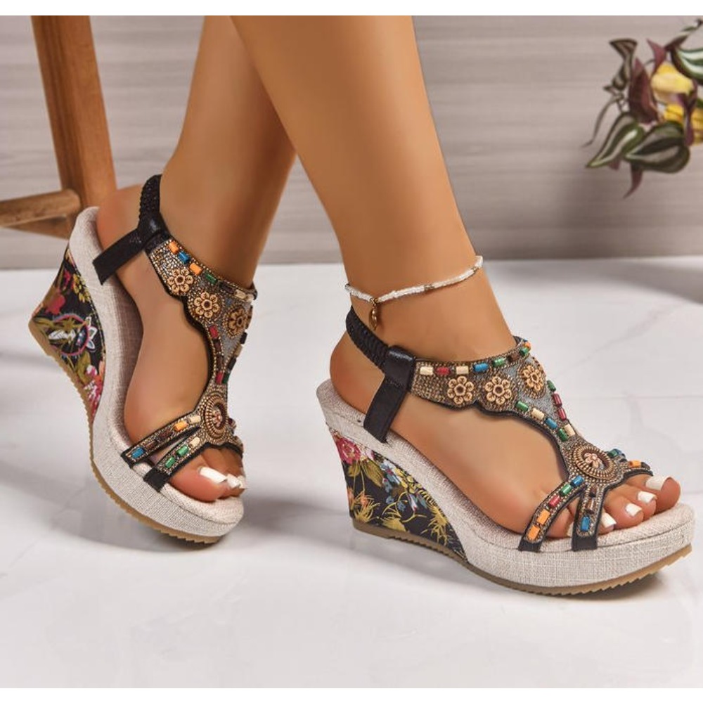 Summer Clothing Elegant - Damen Leder Sommer Mode Keilabsatz Große
