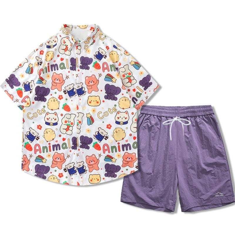 Summer Clothing Must Haves - 2026 Sommer Bestseller: Lila, frische Urlaubs-Stil-Trend-Hemdsets,