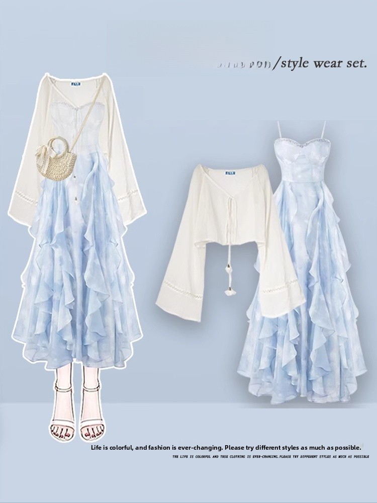 Summer Clothing In French - Sommerliches, elegantes Plus-Size Damen-Design-Set: Sensationelles Sonnenschutzkleid