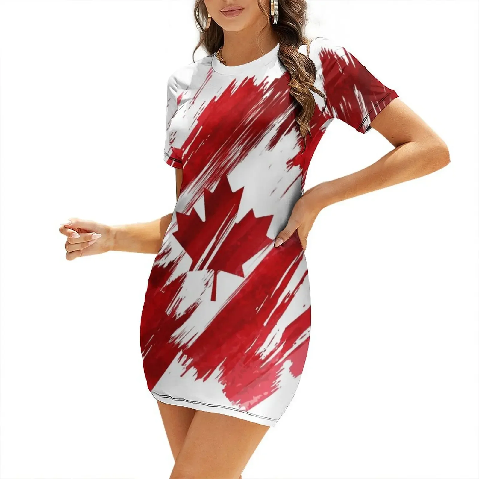 Summer Clothing Women Canada - Kanadisches Kurzarm-Kleid Elegante Abendkleider für Damen