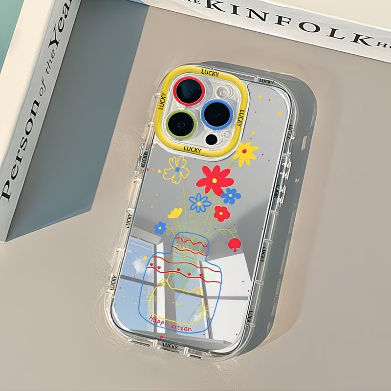 Summer Closet - Sommerliche Gänseblümchen-Katzen-Vasen-Design Spiegel-Handyhülle für iPhone 17