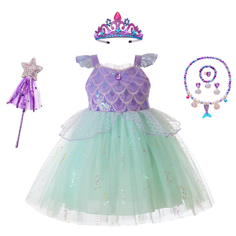 Summer Clothing Europe - Mädchen Meerjungfrau Tutu-Kleid mit Pailletten und