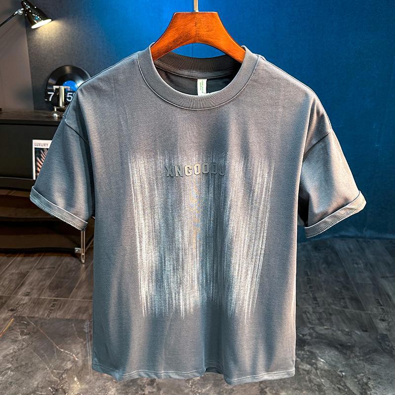 Summer Clothing Trends 2025 - 2025, neues amerikanisches Retro-High-Street-bedrucktes Herren-Kurzarm-T-Shirt für