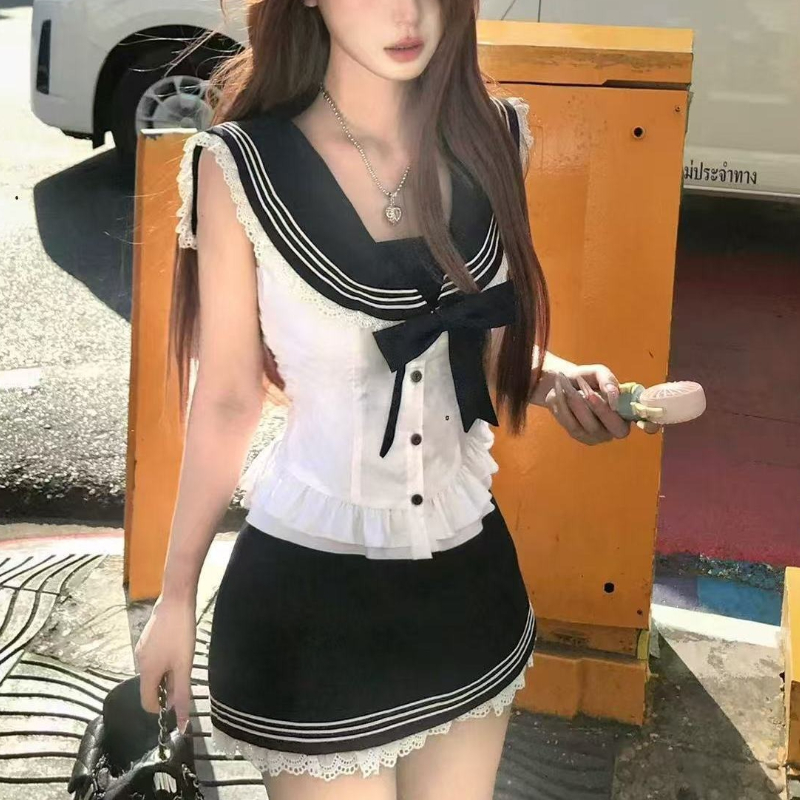 Summer Alt Clothing - Süßes 2-teiliges Set mit Schleife im