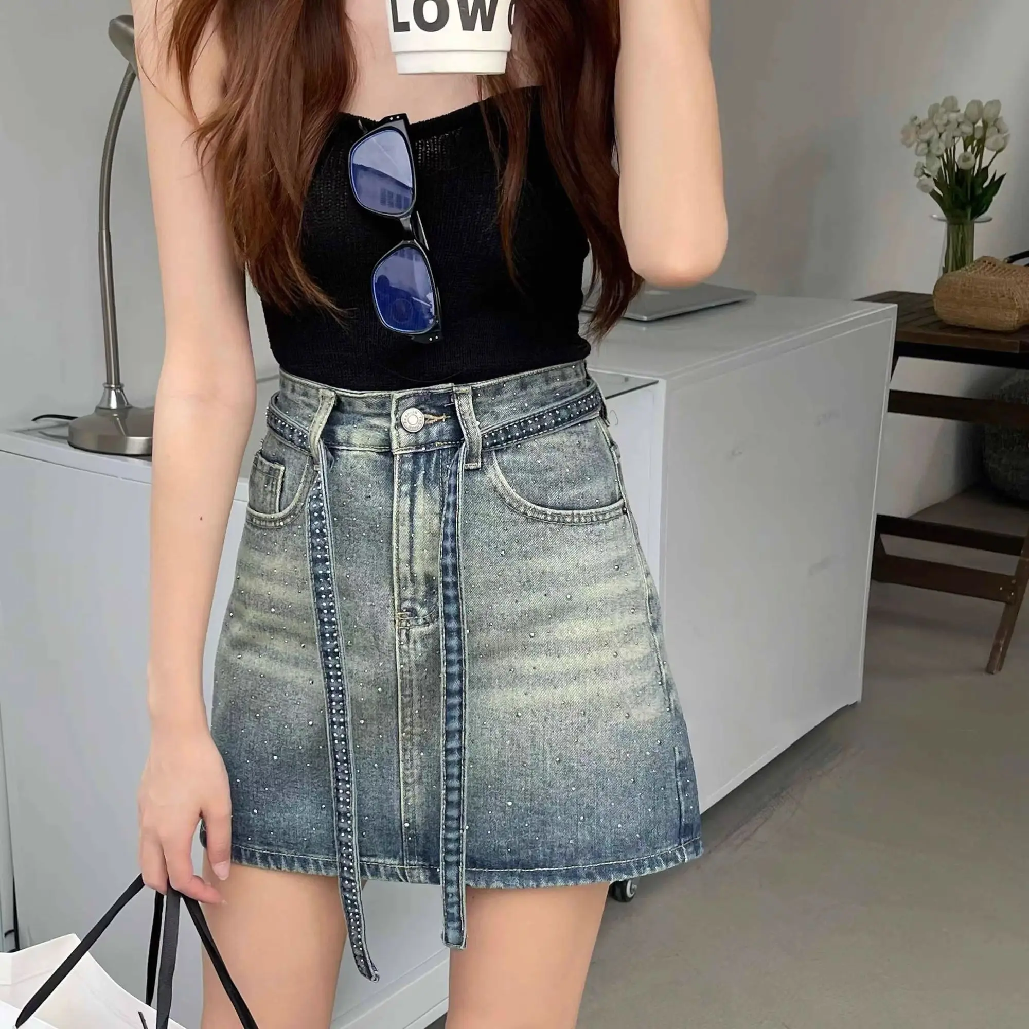 Summer Clothing Trends 2025 - Jeansröcke für Frauen, Farbverlauf, hohe Taille,