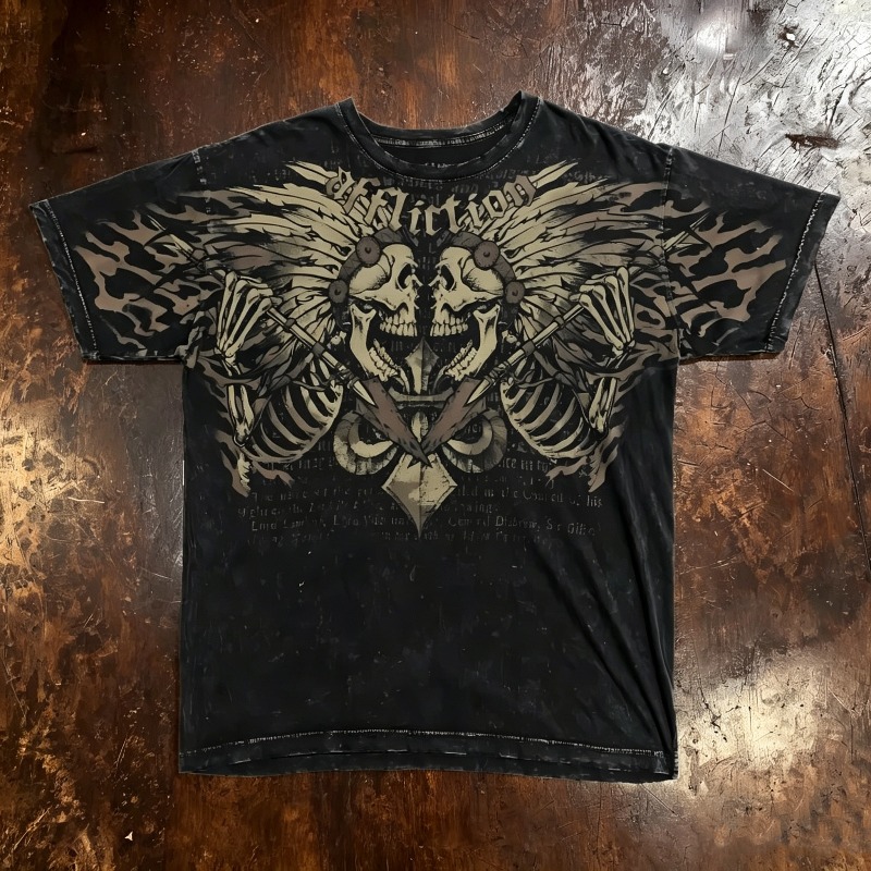 Summer Goth Clothing - Europäisches und amerikanisches Herren-Sommer-T-Shirt mit Gothic-Totenkopf-