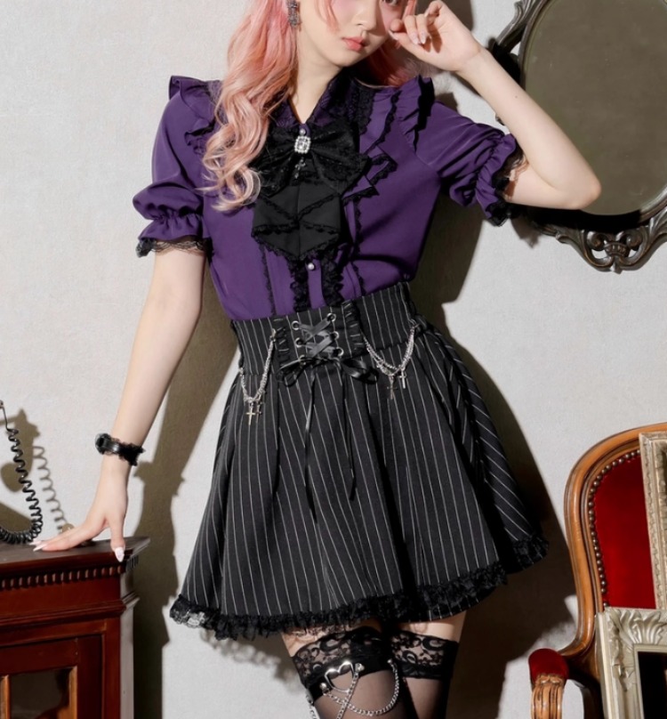 Summer Grunge Clothing - Y2K Spitze Rüschen Bluse Frauen Japanische