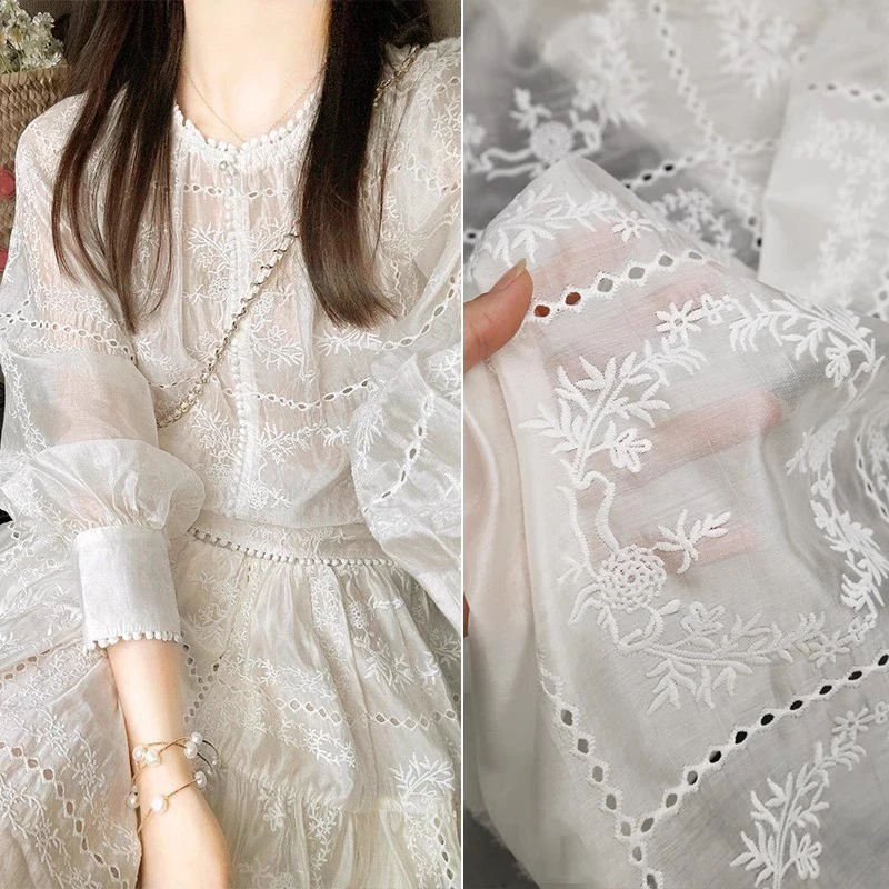 Summer Gauze Clothing - Hohle Stickerei Blumen stoff für Frühling