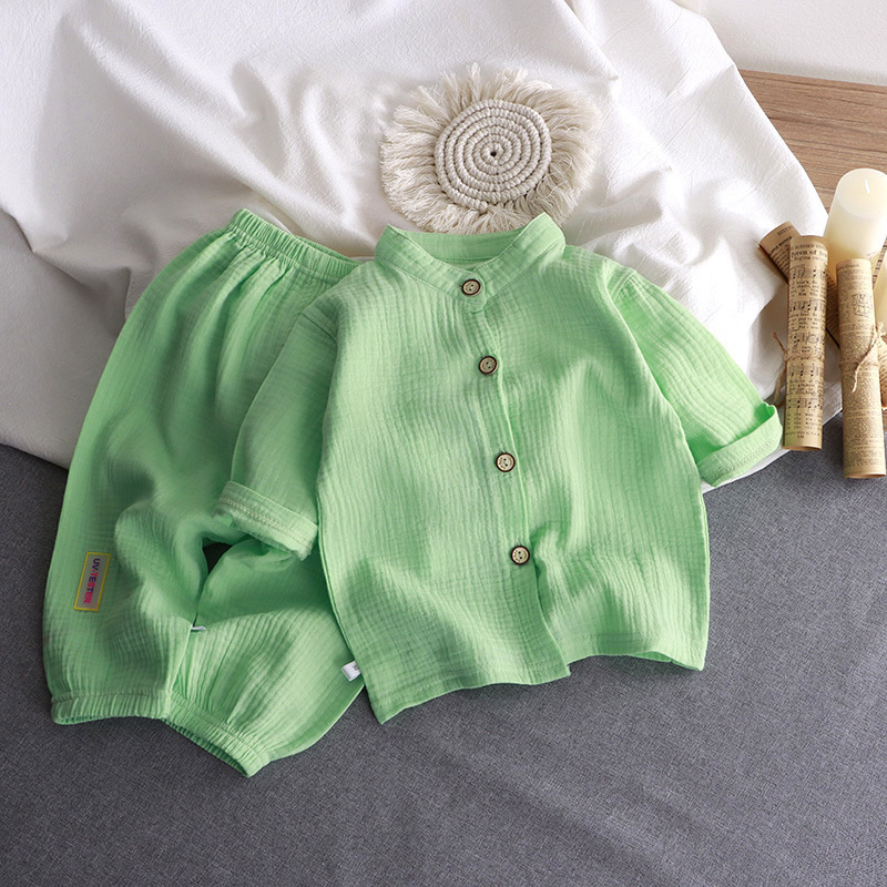 Kinder Stehen Kragen Sets Jung – Summer Gauze Clothing Bewertung und Preis