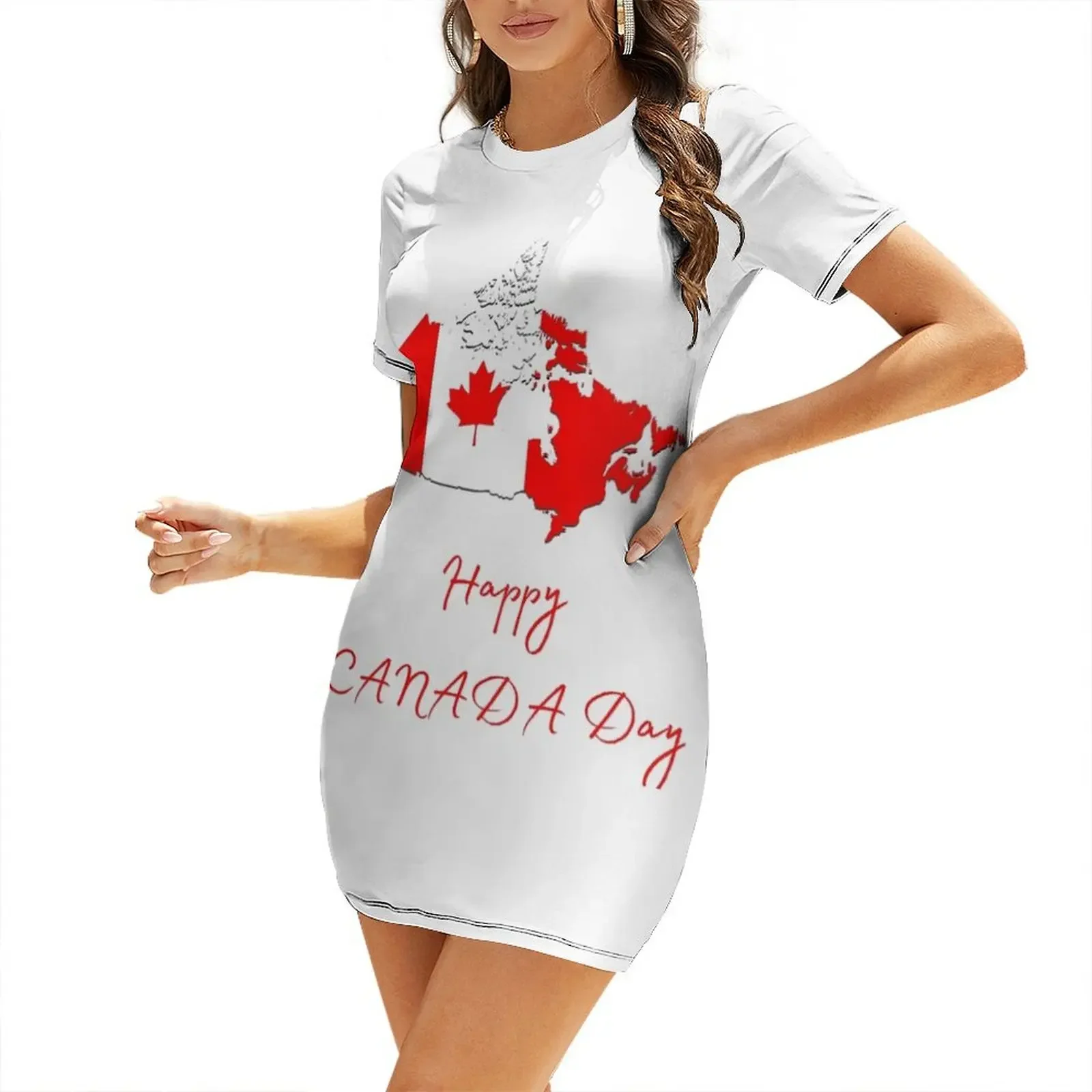 Happy Canada Day Kurzarmkleid, – Summer Clothing Women Canada Bewertung und Preis