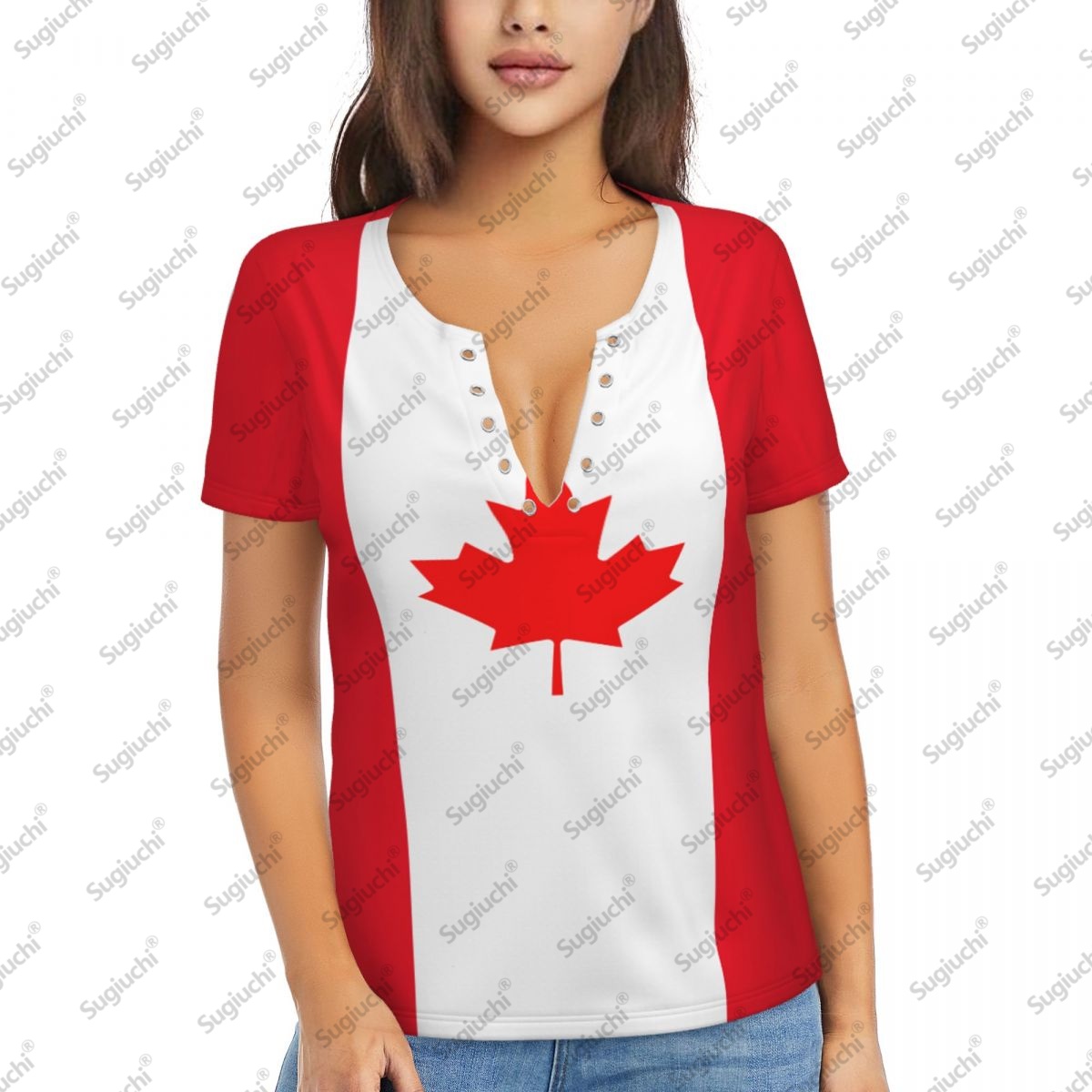 2025 Kanada Flagge Sexy Tiefem – Summer Clothing Women Canada Bewertung und Preis