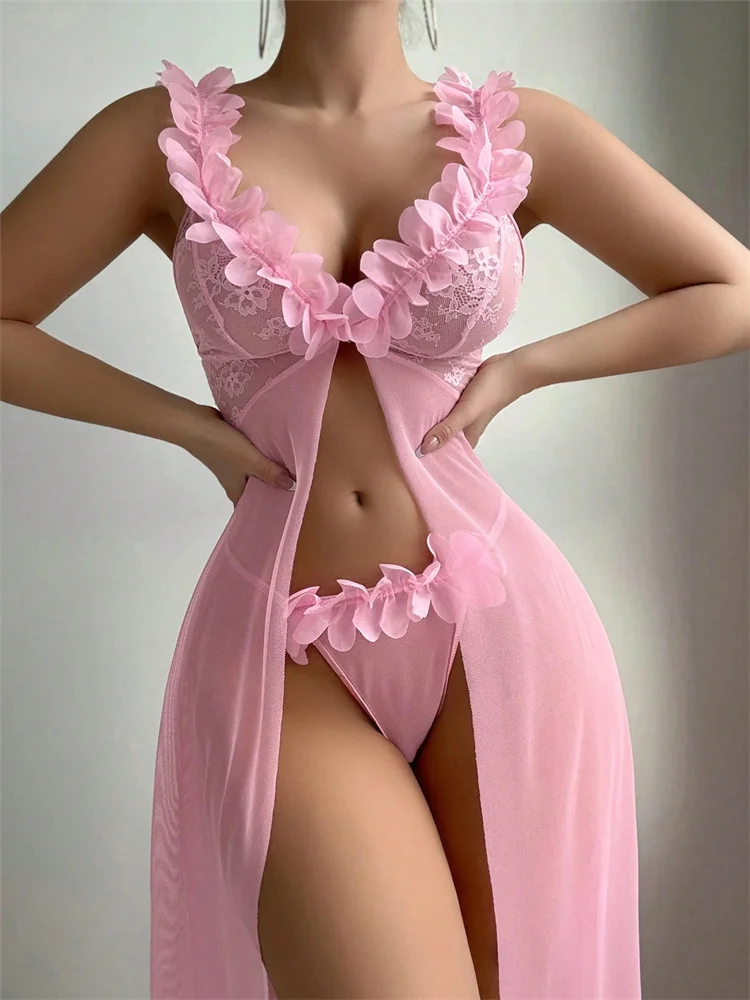 Rosa Blumen-Spitzen-Nachthemde – Summer Clothing Elegant Bewertung und Preis