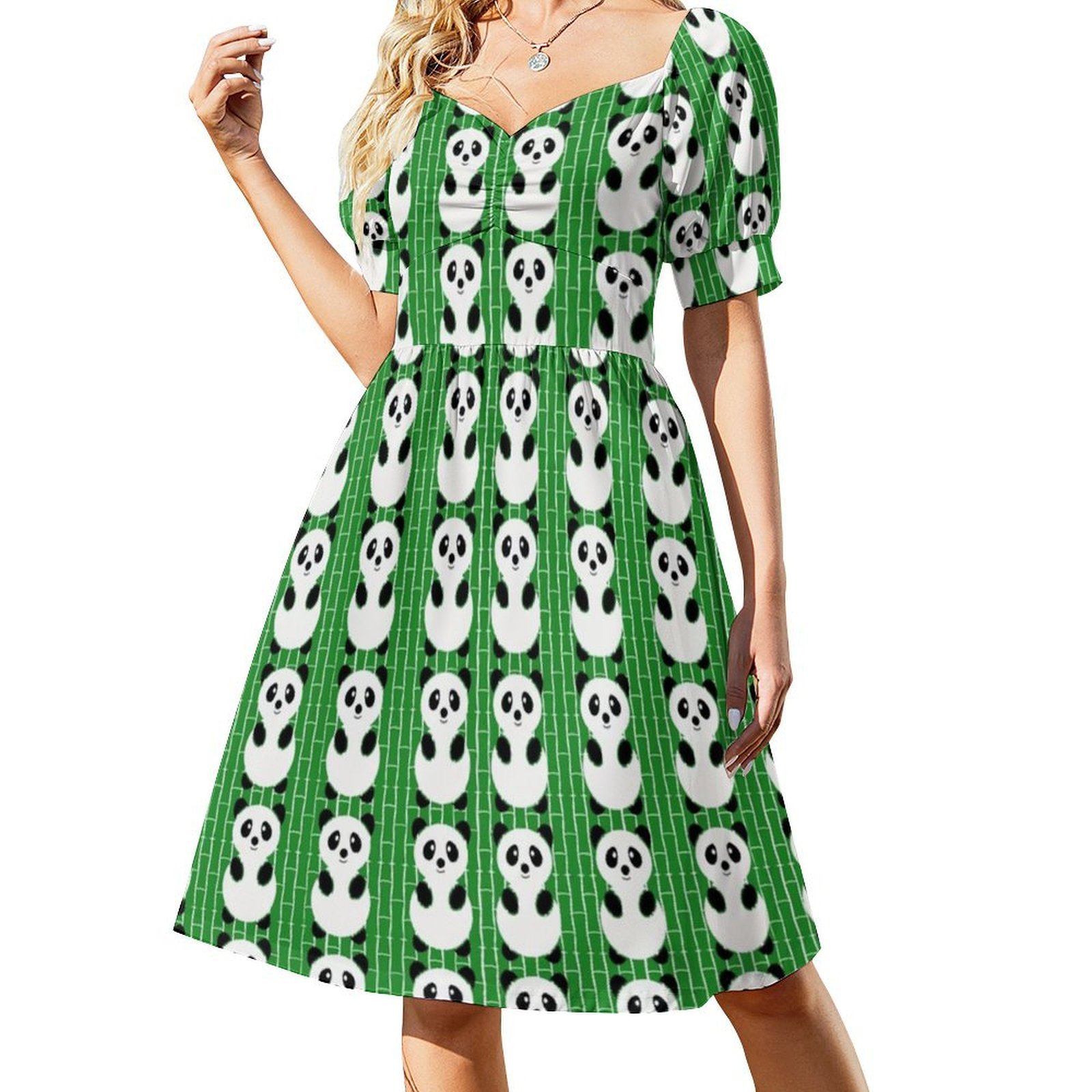 Panda-Muster, Boho-Chic-Kleid, – Summer Clothing For A Beach Bewertung und Preis