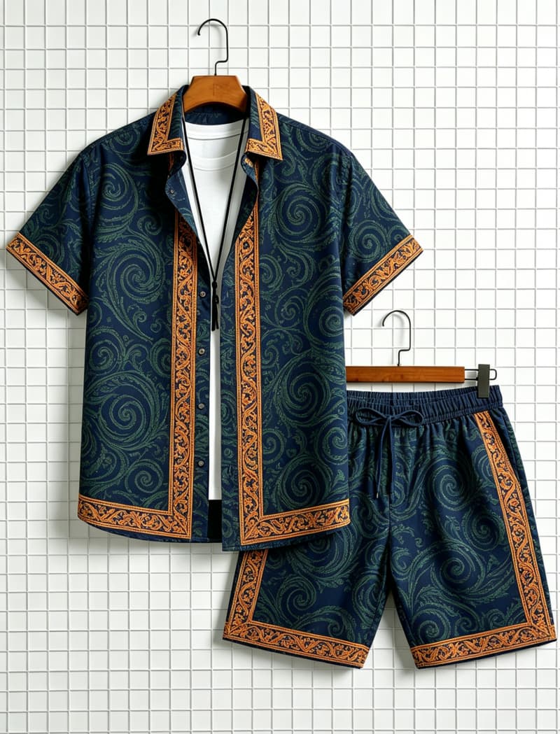 Herren-Set mit ethnisch bedruc – Summer Clothing Trend Bewertung und Preis