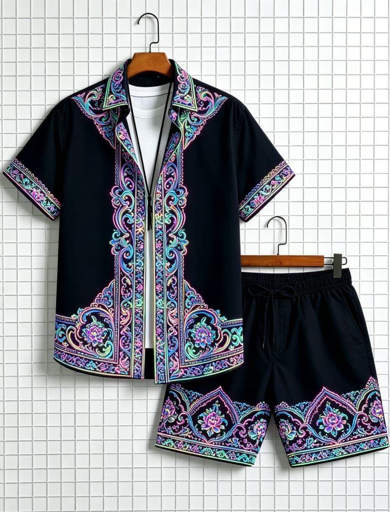 Herren-Set mit ethnisch bedruc – Summer Clothing Trend Bewertung und Preis
